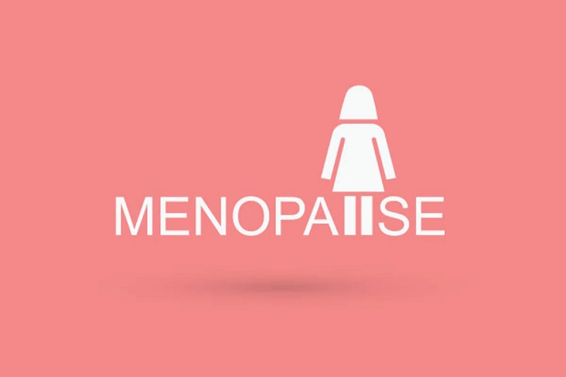 the word 'menopause' interlaced with an icon of a woman