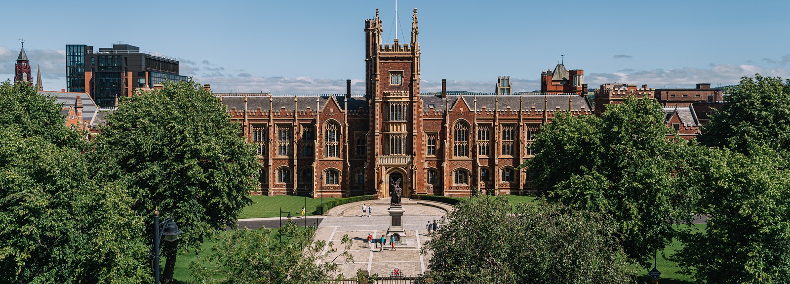 view of Queen's Lanyon Building from the roof of the Students' Union, July 2019