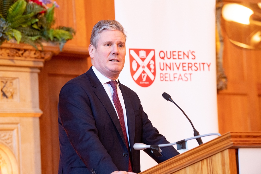 Keir Starmer speaking in Queen's University Belfast Great Hall, January 2023
