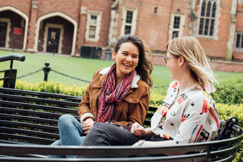 Two students on a bench