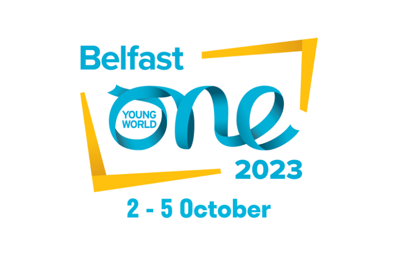 event graphic/logo for 'Belfast One Young World 2023, 2-5 October'