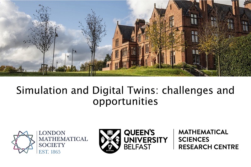 workshop promo: 'Simulation and Digital Twins - Challenges and opportunities'. Includes image of workshop venue, Riddel Hall.