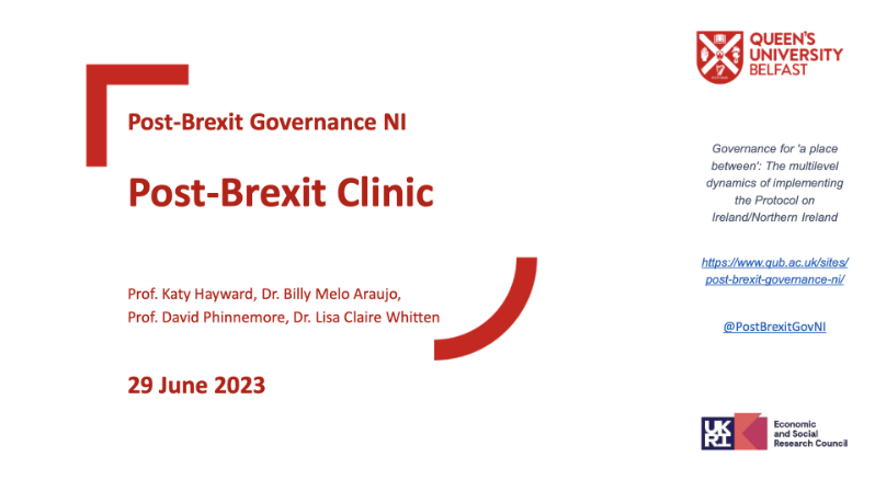 PBGovNI - Brexit Clinic - June 2023 - Cover Slide