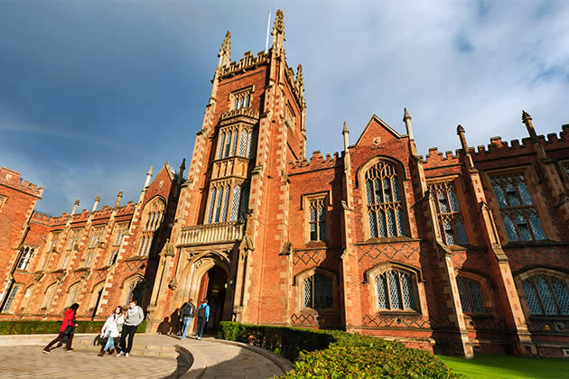 Close up of Lanyon building main entrance in sunshine