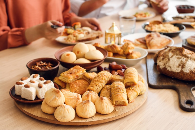 food on a table, marking an Eid al-Fitr celebration