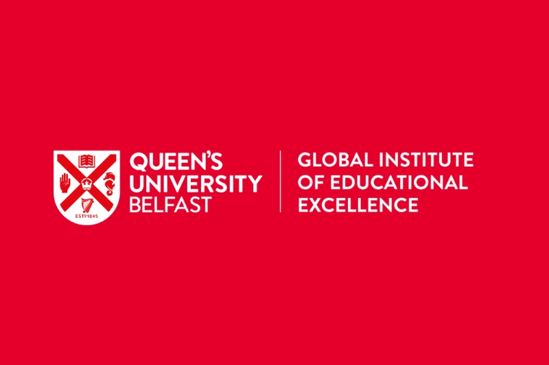 Logo of the Global Institute of Educational Excellence centered on a solid red background.