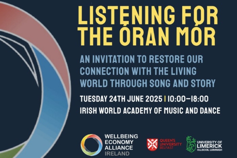 Event graphic inviting people to the 'Listening for the Oran Mor'