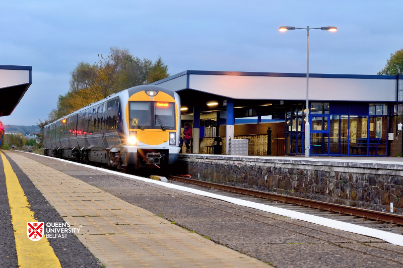 a train pulled into a small railway station